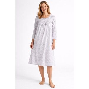 Eileen West‎ Womens Nightgown XL Long Sleeve Floral Cotton Cottagecore Victorian
